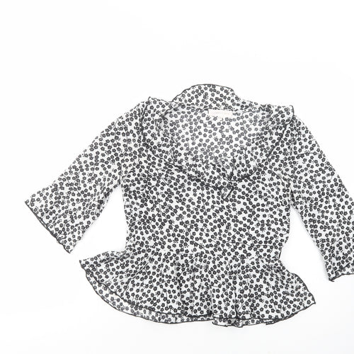 Love & Other Things Womens White Floral Polyester Basic Blouse Size XS Scoop Neck