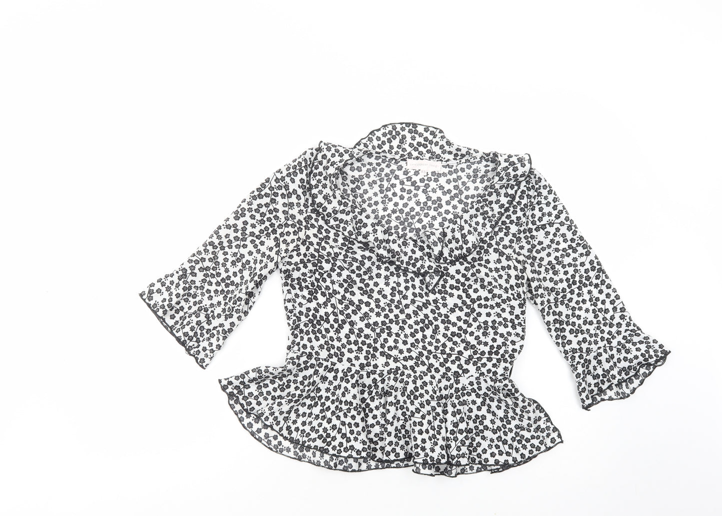 Love & Other Things Womens White Floral Polyester Basic Blouse Size XS Scoop Neck