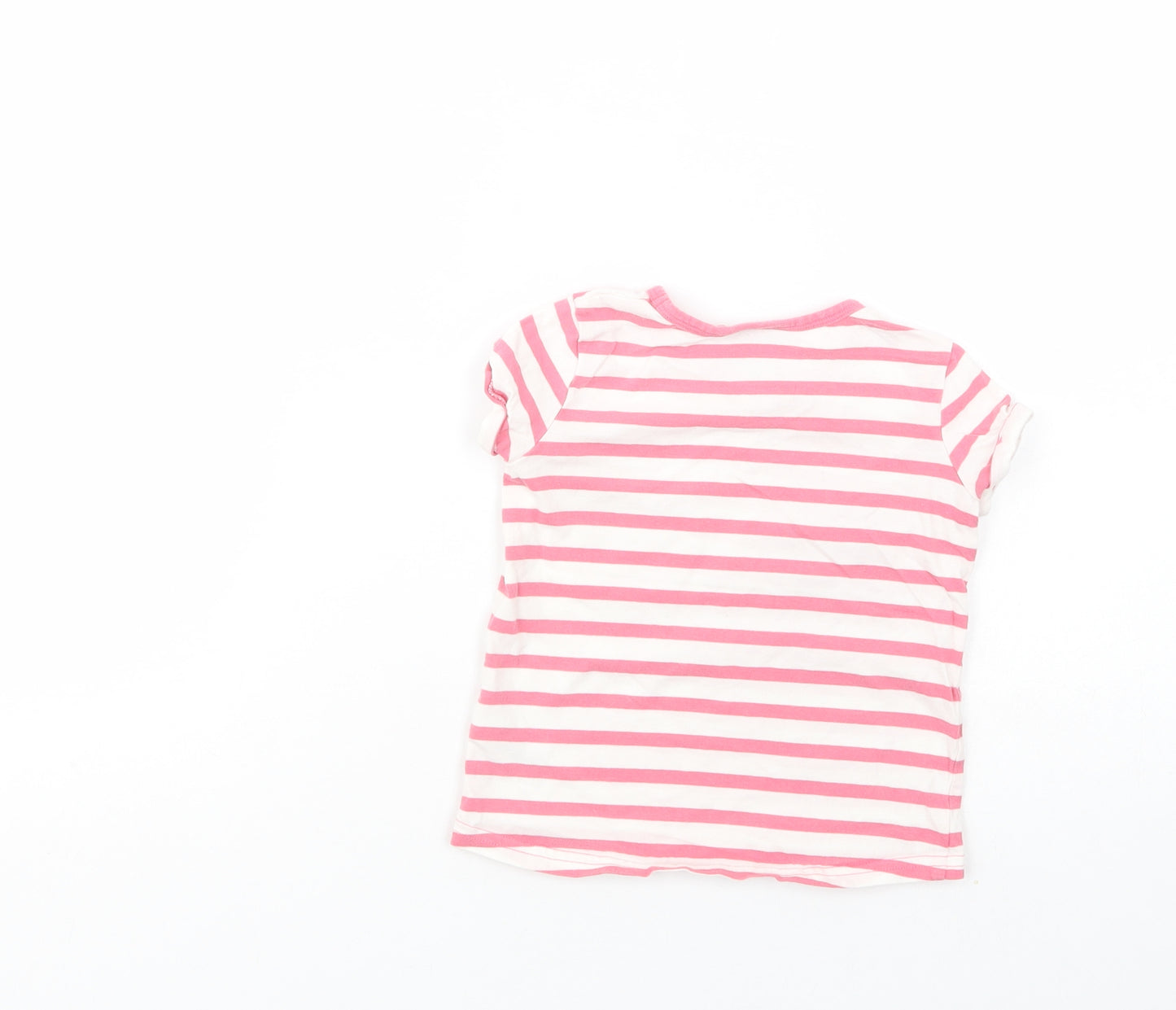 NEXT Baby Pink Striped Cotton Basic T-Shirt Size 18-24 Months Crew Neck Pullover - Minnie Mouse