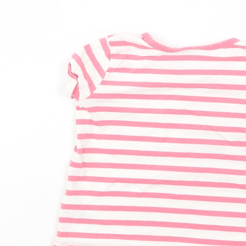NEXT Baby Pink Striped Cotton Basic T-Shirt Size 18-24 Months Crew Neck Pullover - Minnie Mouse