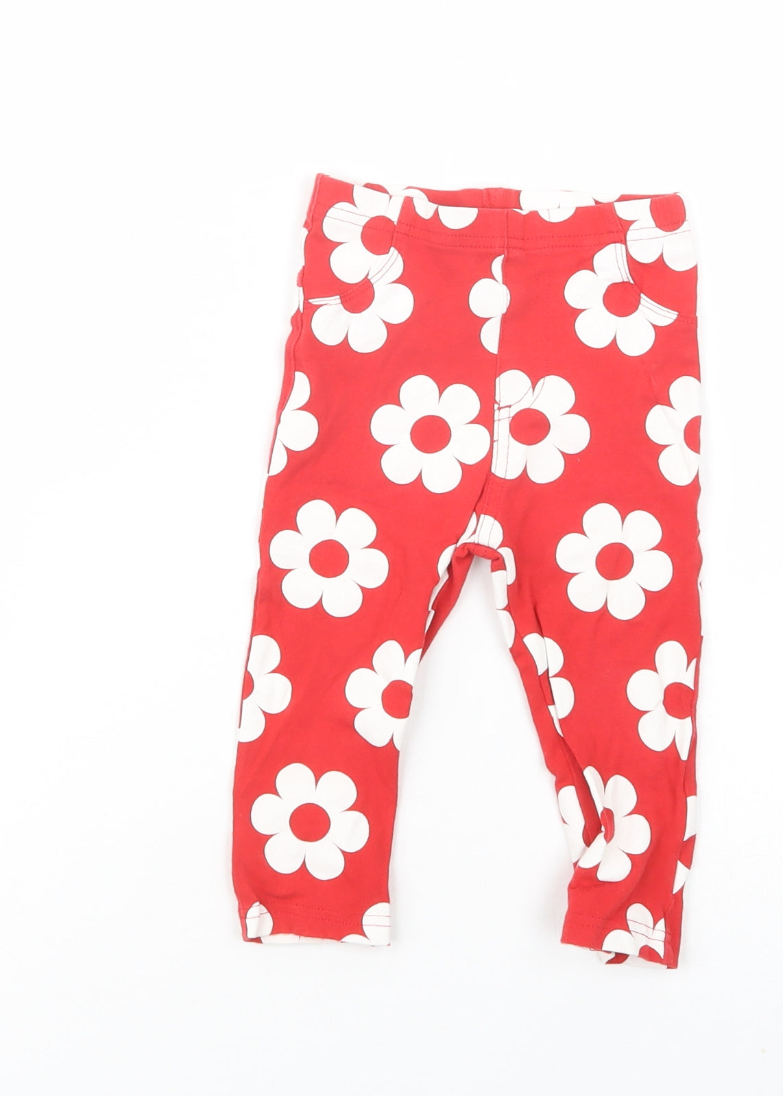 Marks and Spencer Baby Red Floral Cotton Jogger Trousers Size 12-18 Months