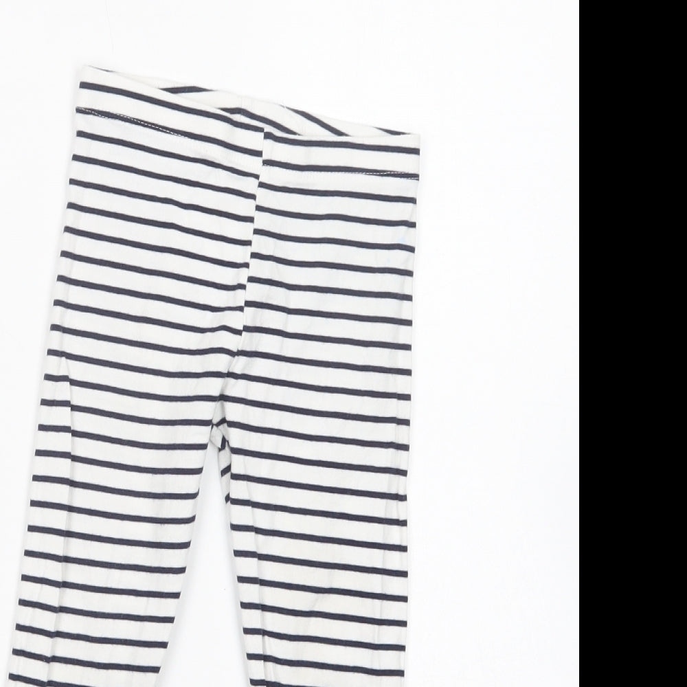 F&F Girls White Spotted Cotton Jogger Trousers Size 4-5 Years  Regular