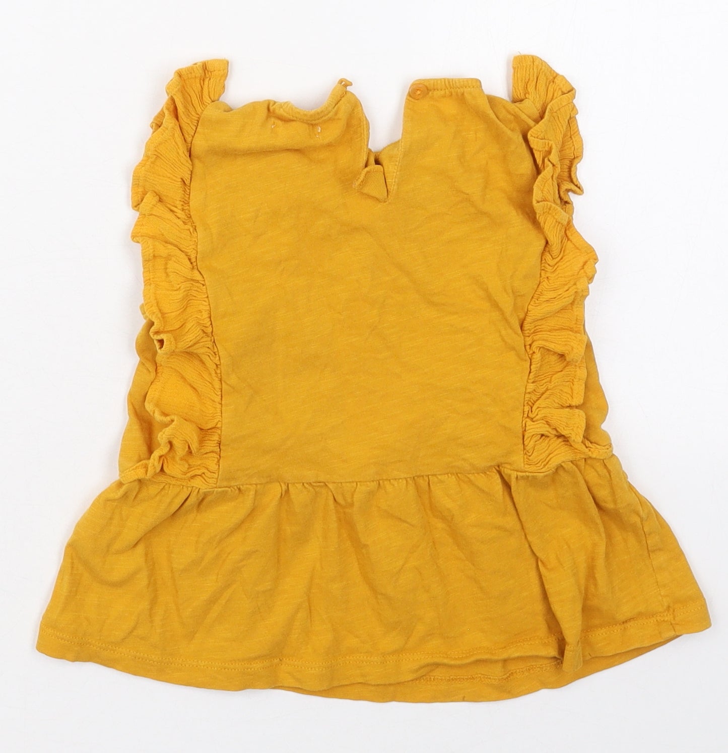 NEXT Girls Yellow  Cotton Basic T-Shirt Size 4 Years Crew Neck Pullover