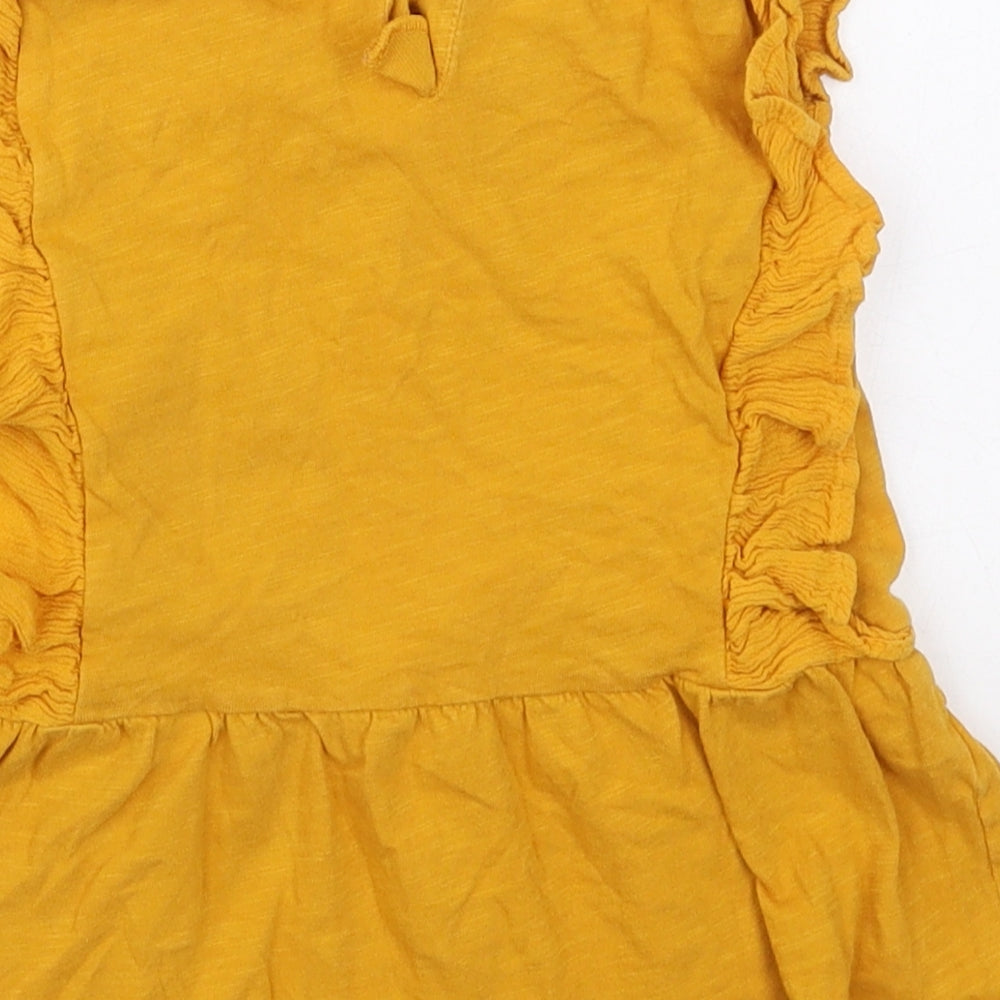 NEXT Girls Yellow  Cotton Basic T-Shirt Size 4 Years Crew Neck Pullover