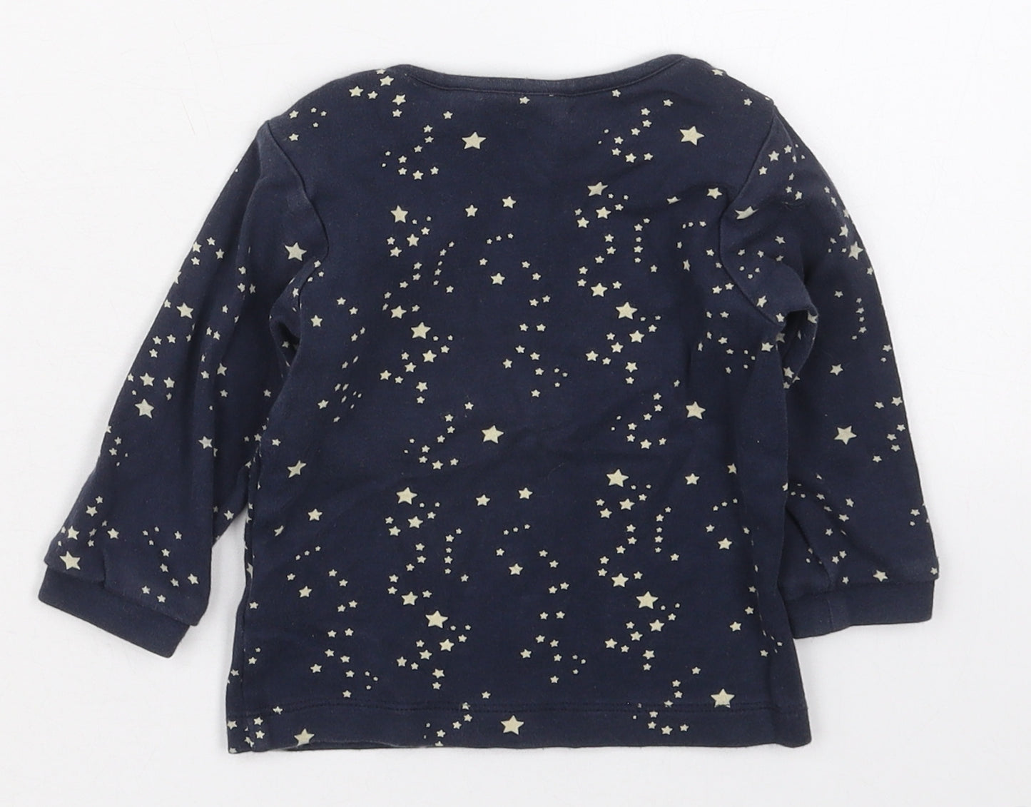 Little Green Radicals Boys Blue  Cotton Basic T-Shirt Size 9-12 Months Crew Neck Pullover - Stars