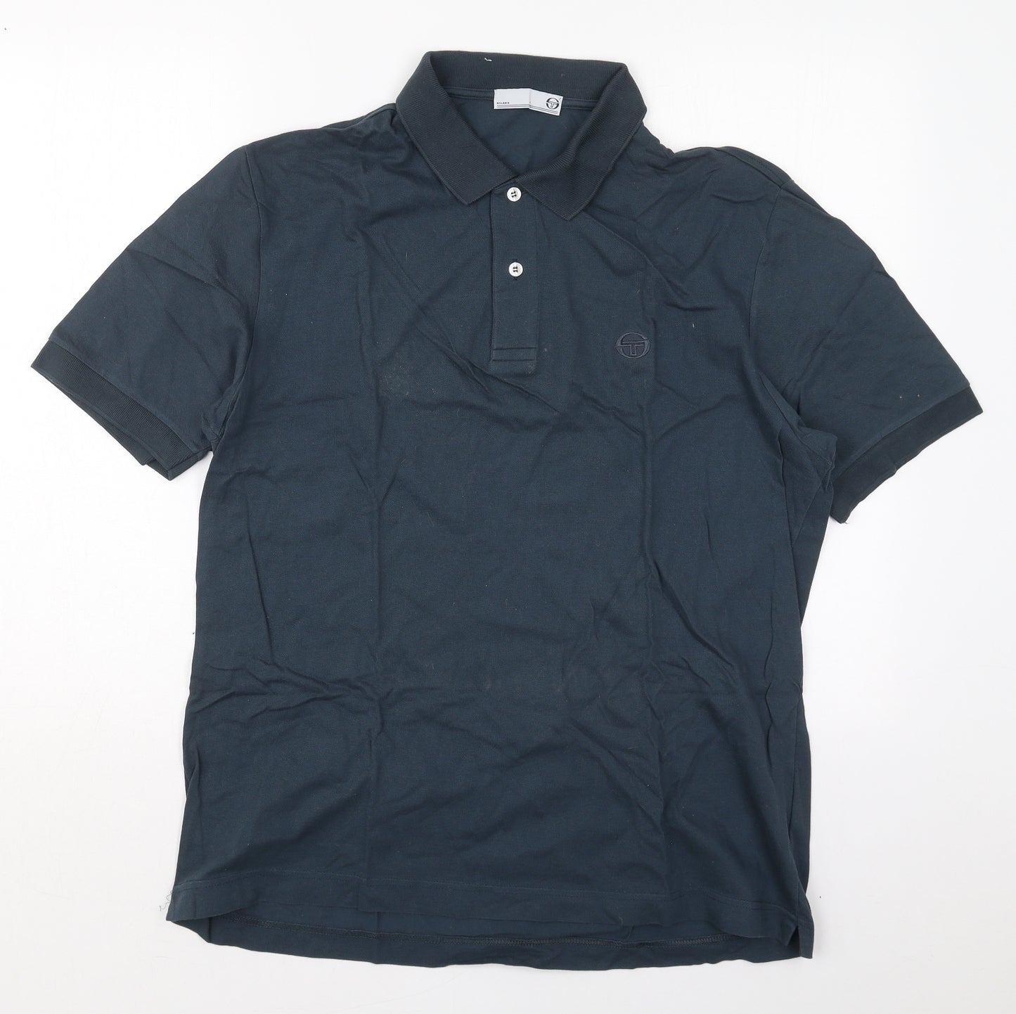 Milano Mens Blue  Cotton  Polo Size L Collared Pullover