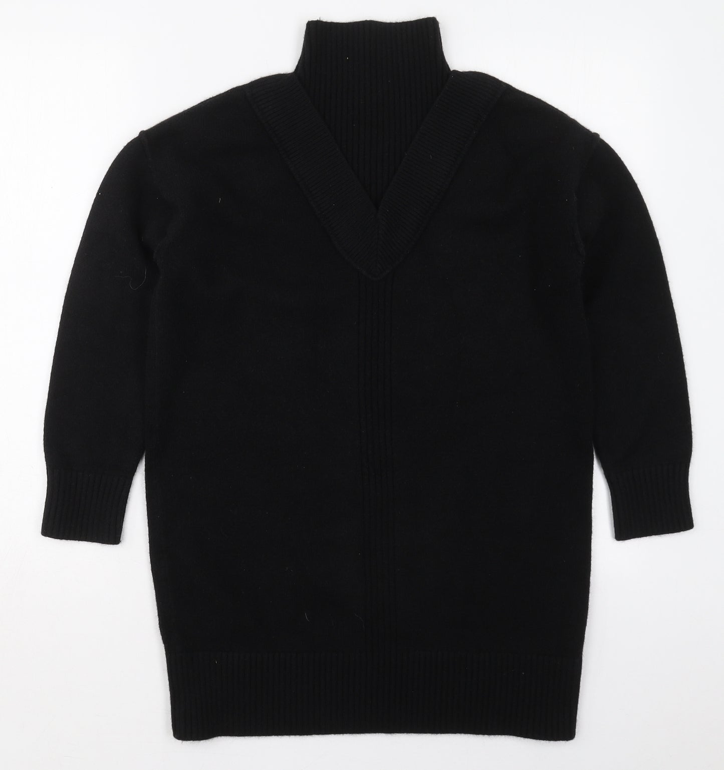 River Island Womens Black Mock Neck  Acrylic Pullover Jumper Size M