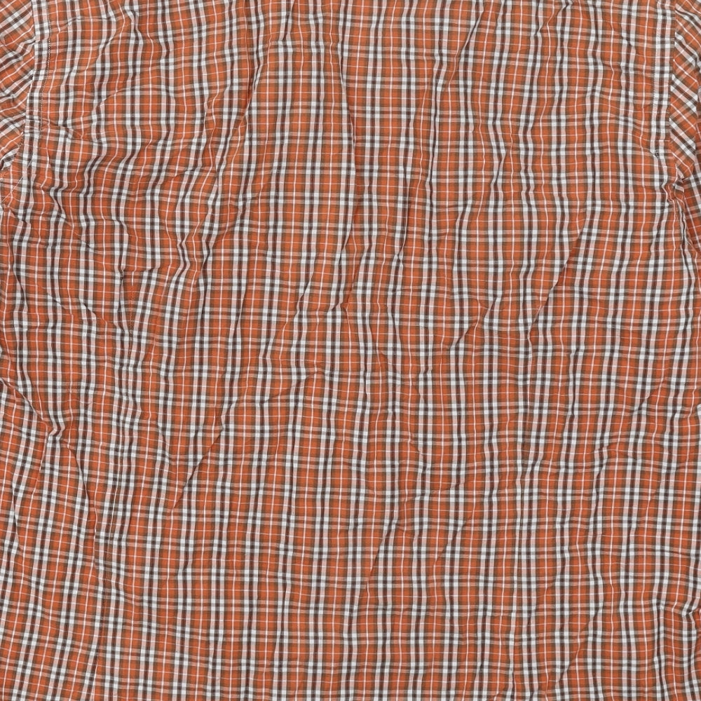 Jeff Banks Mens Orange Check Cotton  Button-Up Size 2XL Collared Button