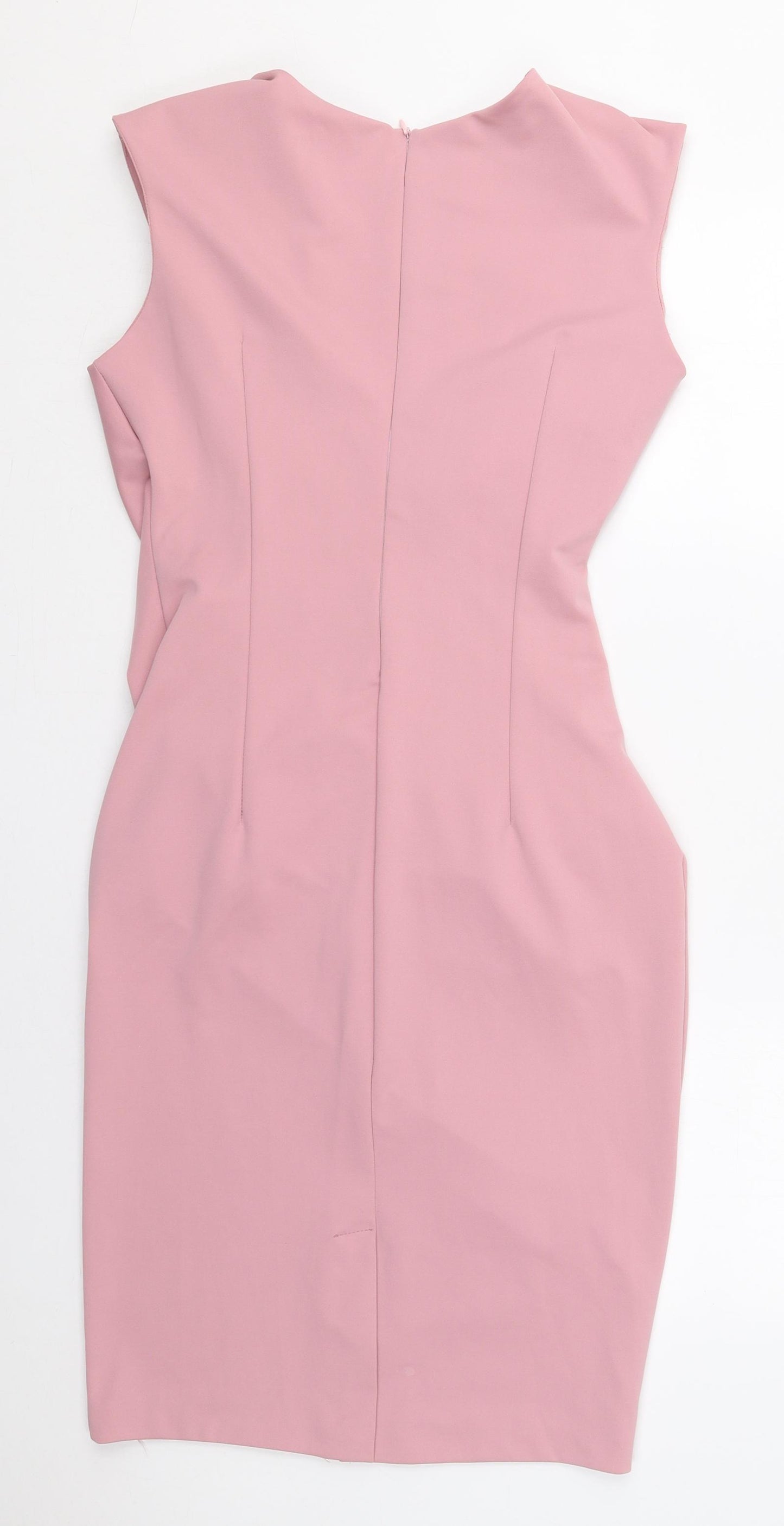 Rinascimento Womens Pink  Polyester Pencil Dress  Size XL  Round Neck Zip