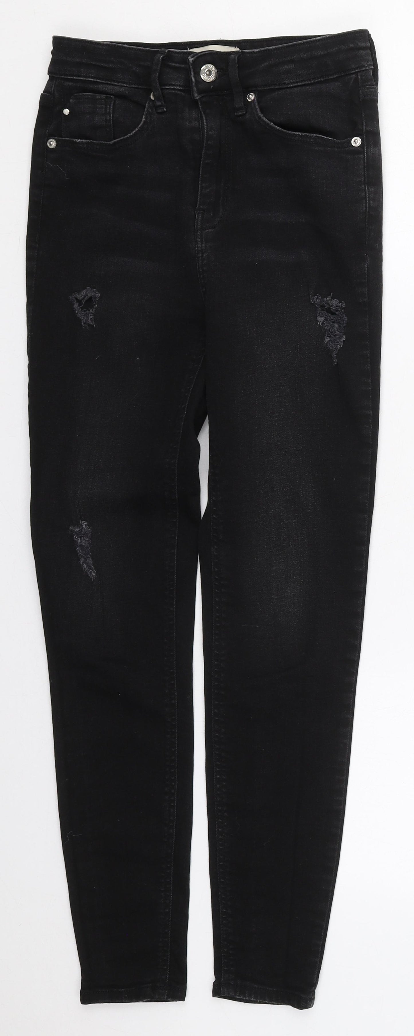 River Island Womens Black  Cotton Skinny Jeans Size 8 L25.5 in Regular Button
