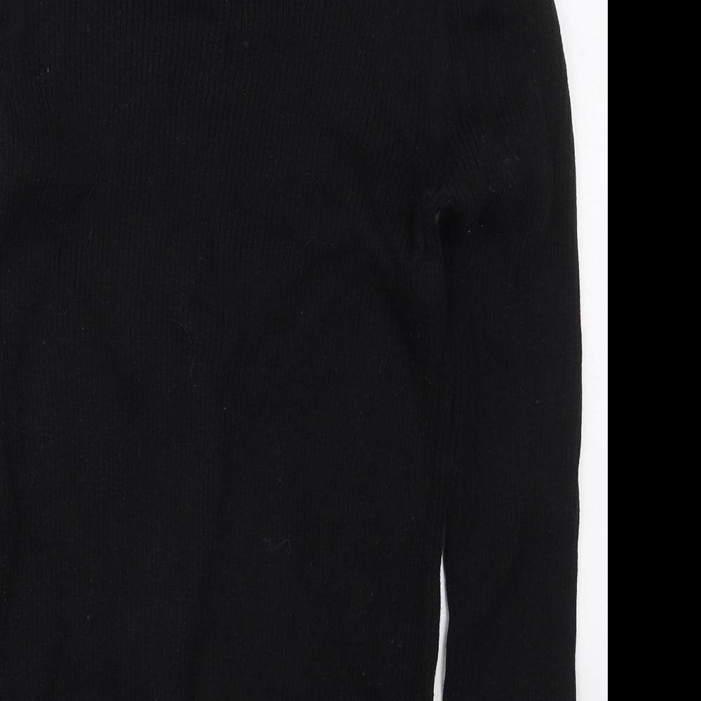 F&F Girls Black Roll Neck  Cotton Pullover Jumper Size 13-14 Years  Pullover