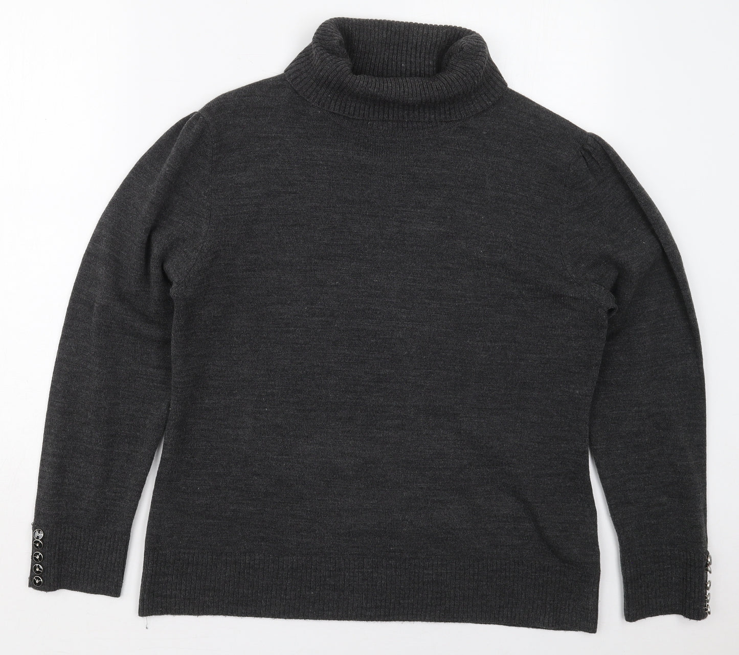 Impact Womens Grey Roll Neck  Acrylic Pullover Jumper Size XL