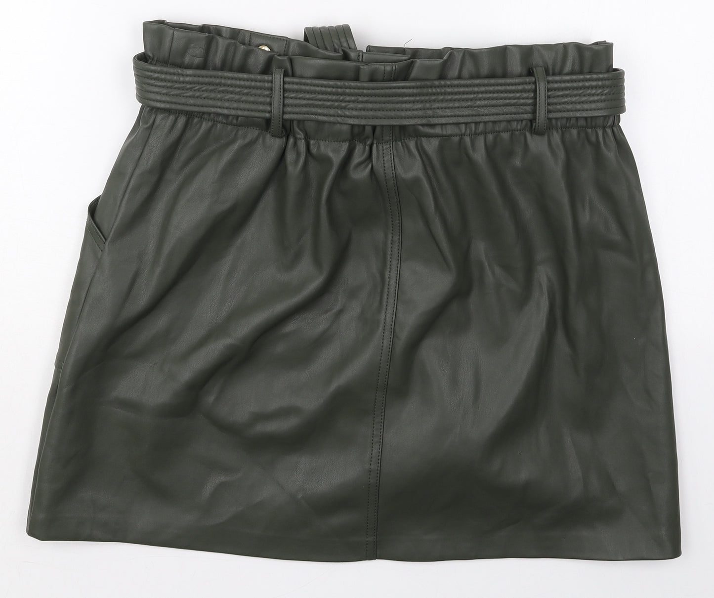 River Island Womens Green  Polyurethane Mini Skirt Size 14   Zip