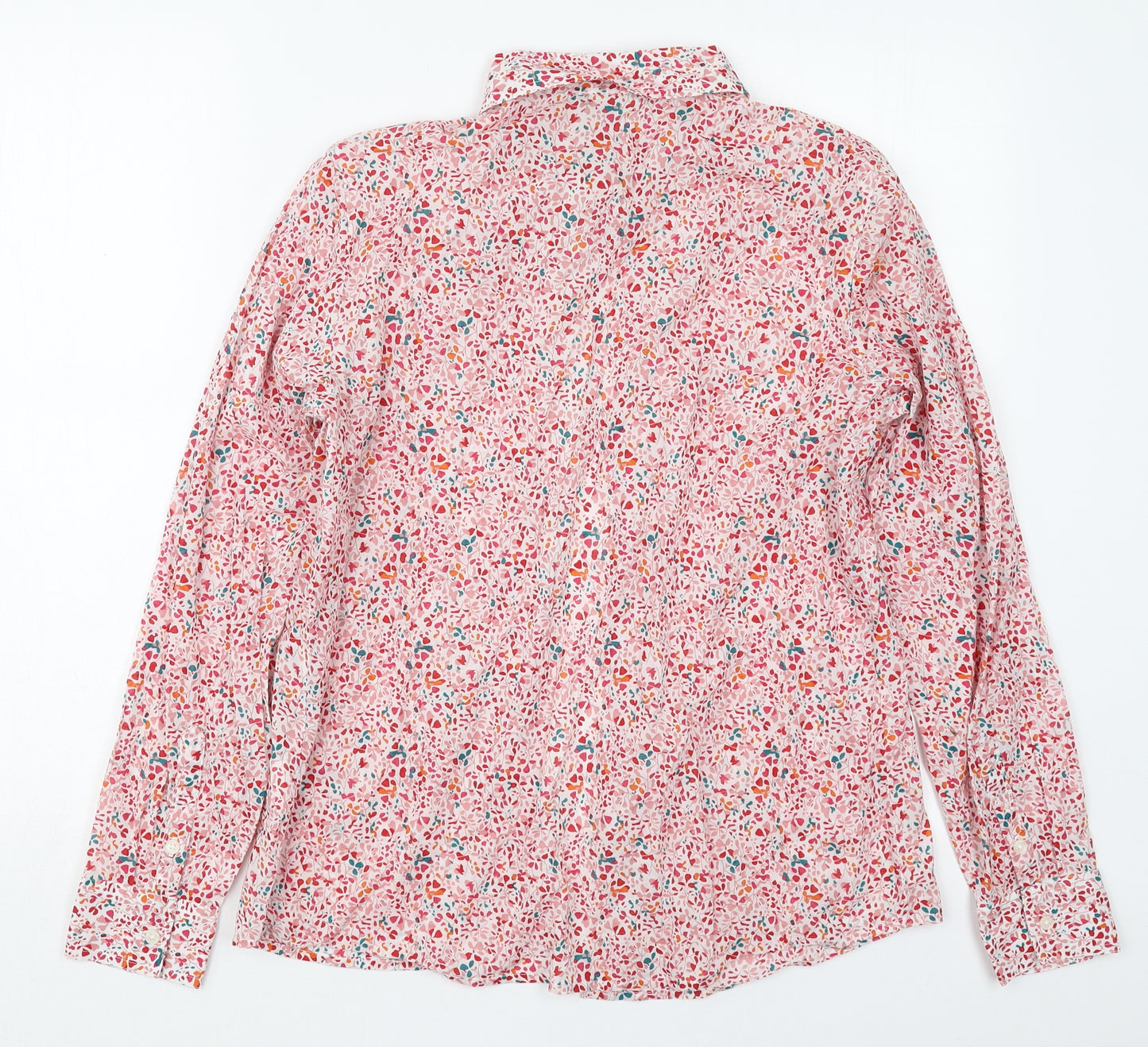 United Colours of Benetton Womens Pink Floral Cotton Basic Button-Up Size 8 Collared