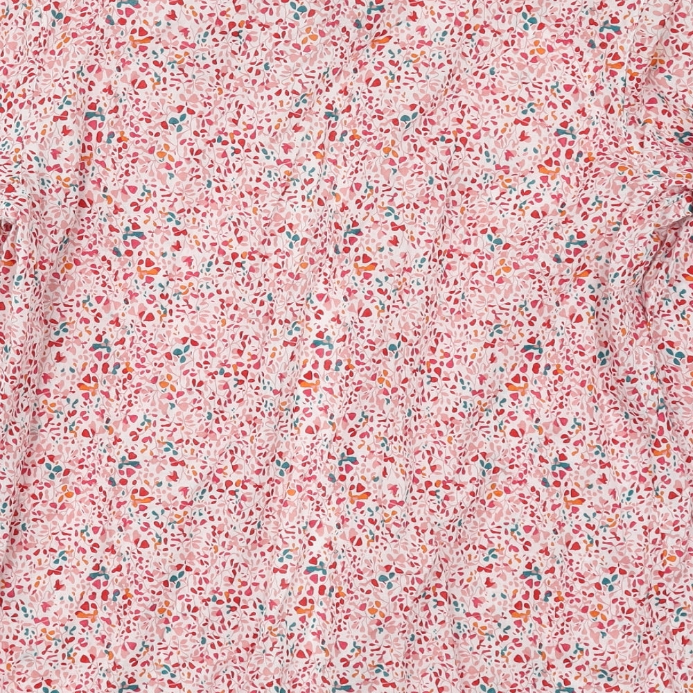 United Colours of Benetton Womens Pink Floral Cotton Basic Button-Up Size 8 Collared