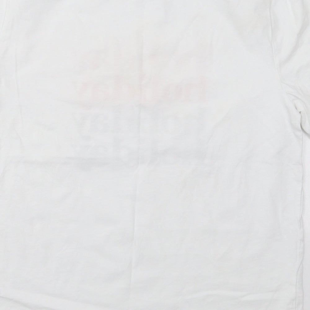 Marks and Spencer Womens White  Cotton Basic T-Shirt Size 10 Crew Neck - Holiday