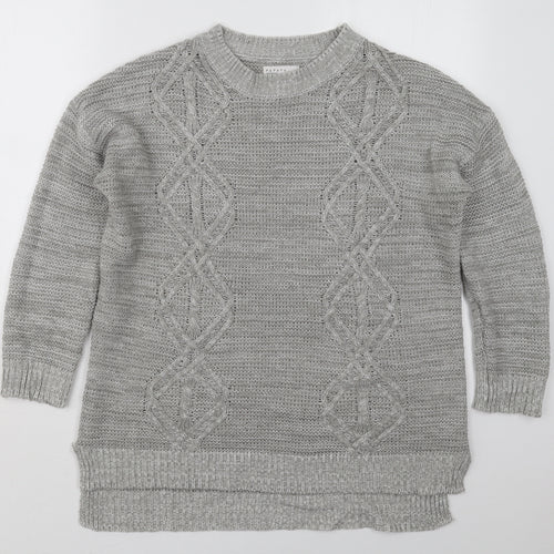 Papaya Womens Grey Crew Neck  Acrylic Pullover Jumper Size M