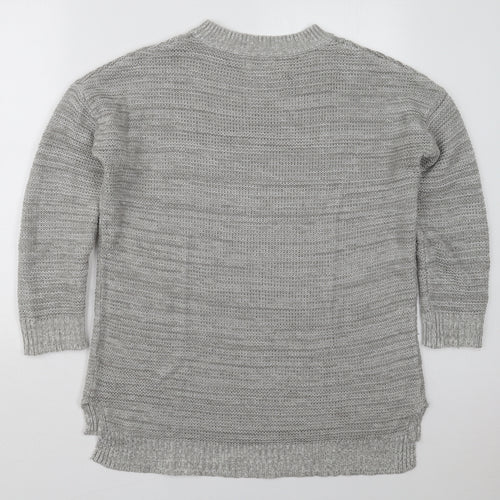 Papaya Womens Grey Crew Neck  Acrylic Pullover Jumper Size M