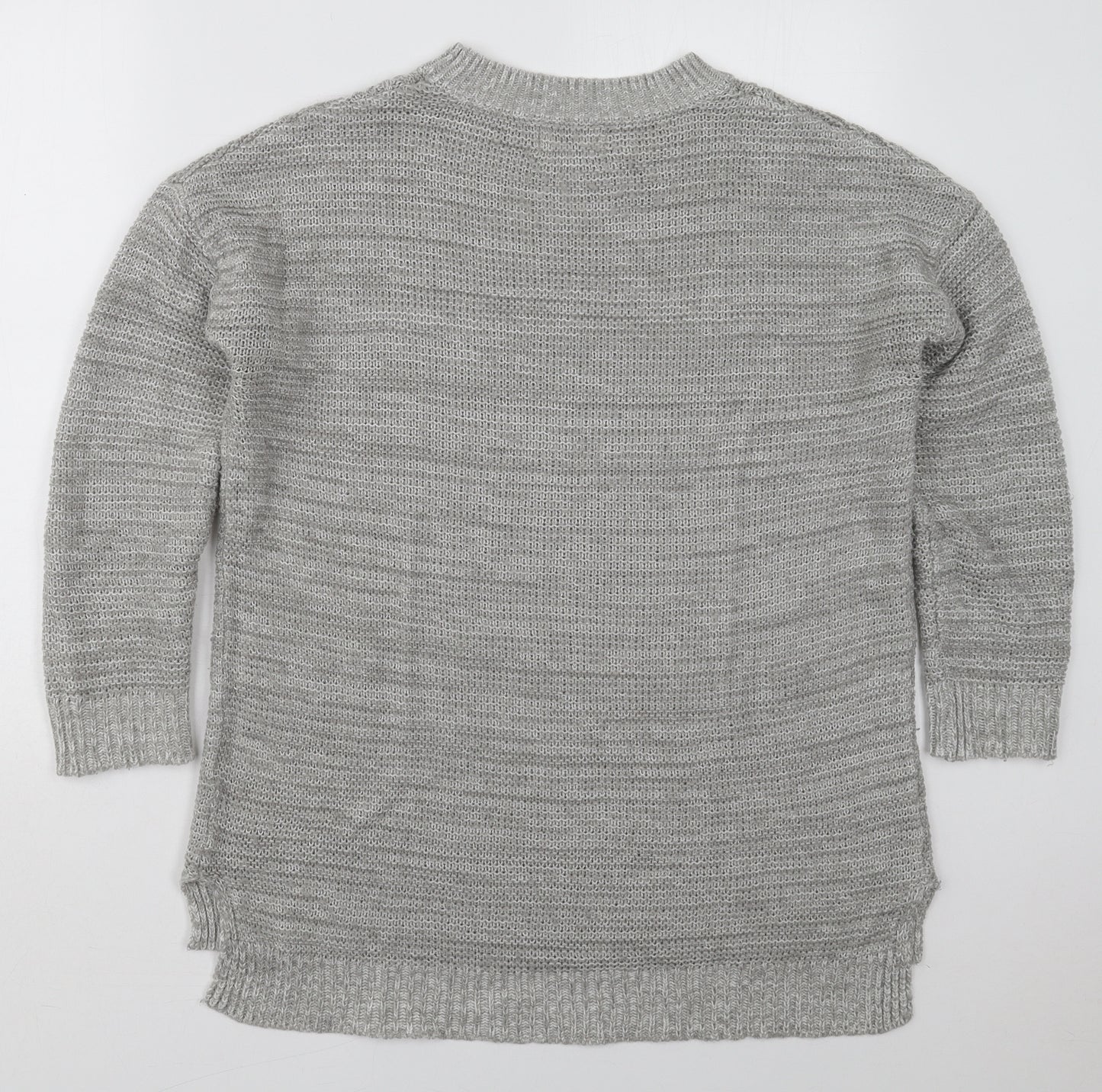 Papaya Womens Grey Crew Neck  Acrylic Pullover Jumper Size M