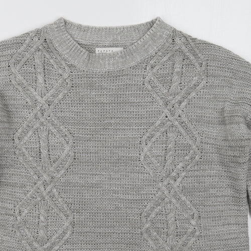 Papaya Womens Grey Crew Neck  Acrylic Pullover Jumper Size M