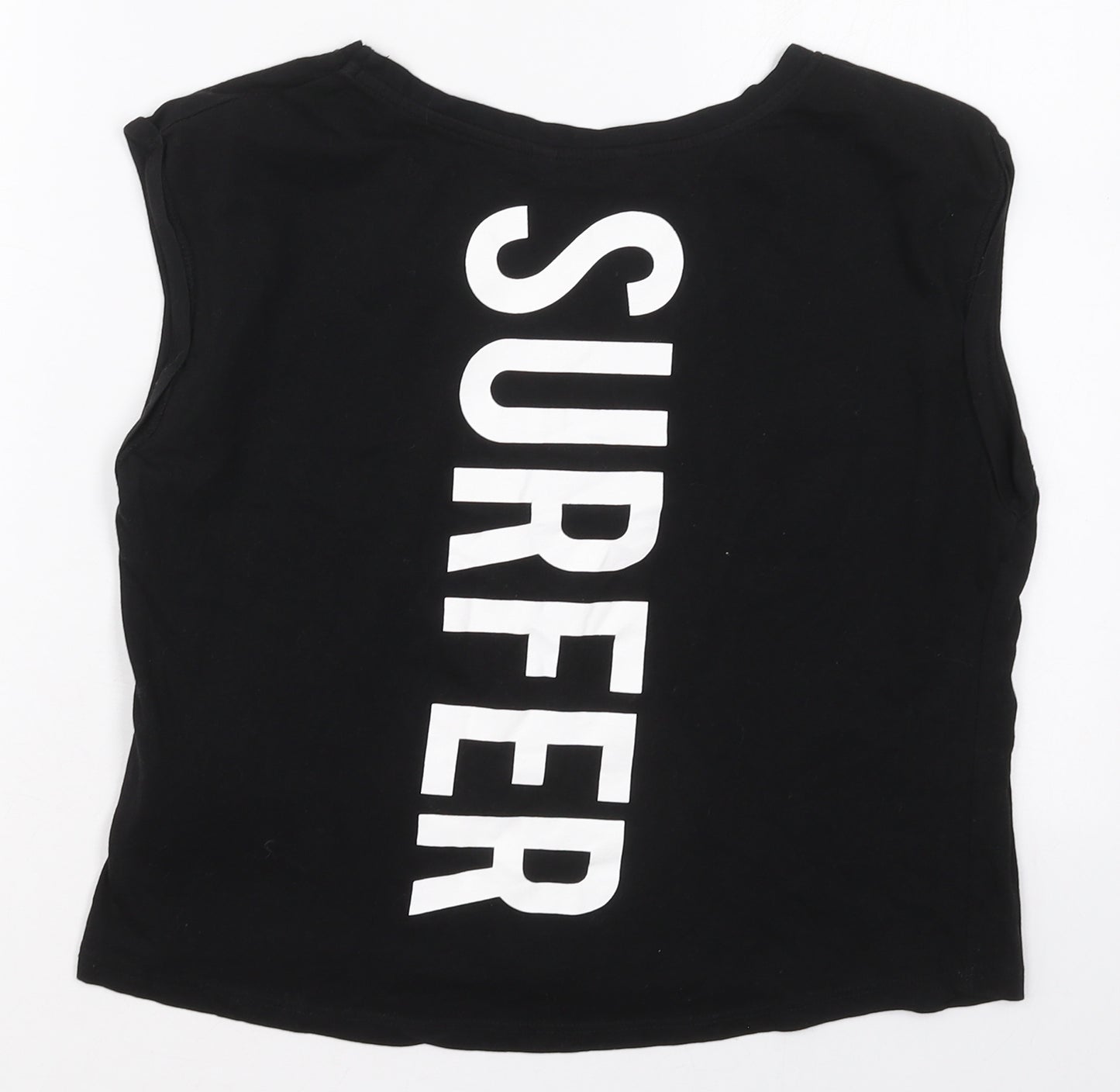 Cropp Womens Black  Cotton Cropped Tank Size S Crew Neck - Aloha Surfer