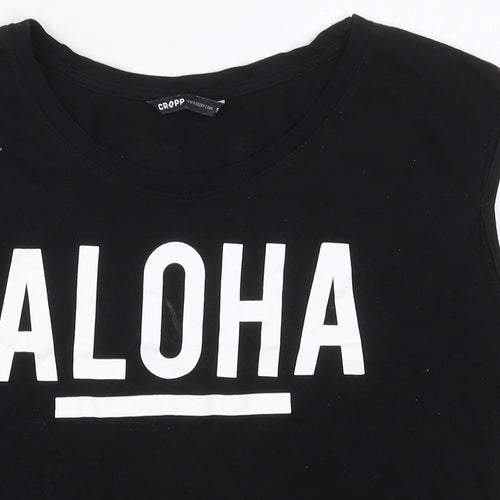 Cropp Womens Black  Cotton Cropped Tank Size S Crew Neck - Aloha Surfer