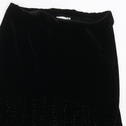 IDX Girls Black  Polyester A-Line Skirt Size 12 Years  Regular
