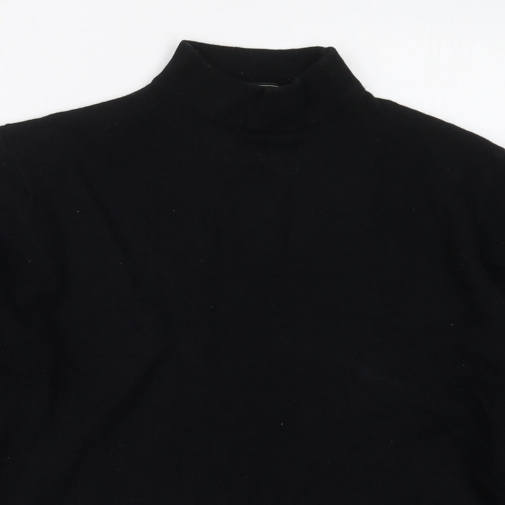 Savoy Taylors Mens Black Mock Neck  Wool Pullover Jumper Size L