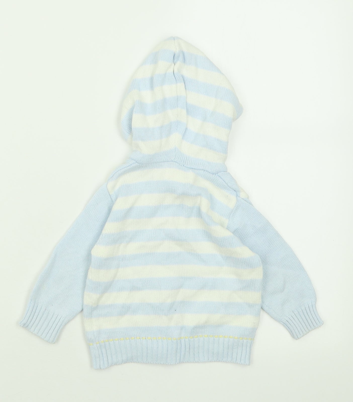 Tiny Ted Boys Blue Striped Cotton Cardigan Jumper Size 6-9 Months  Zip