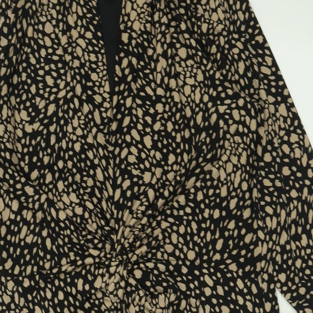 Gerard Womens Brown Animal Print Polyester A-Line  Size 18  V-Neck Pullover