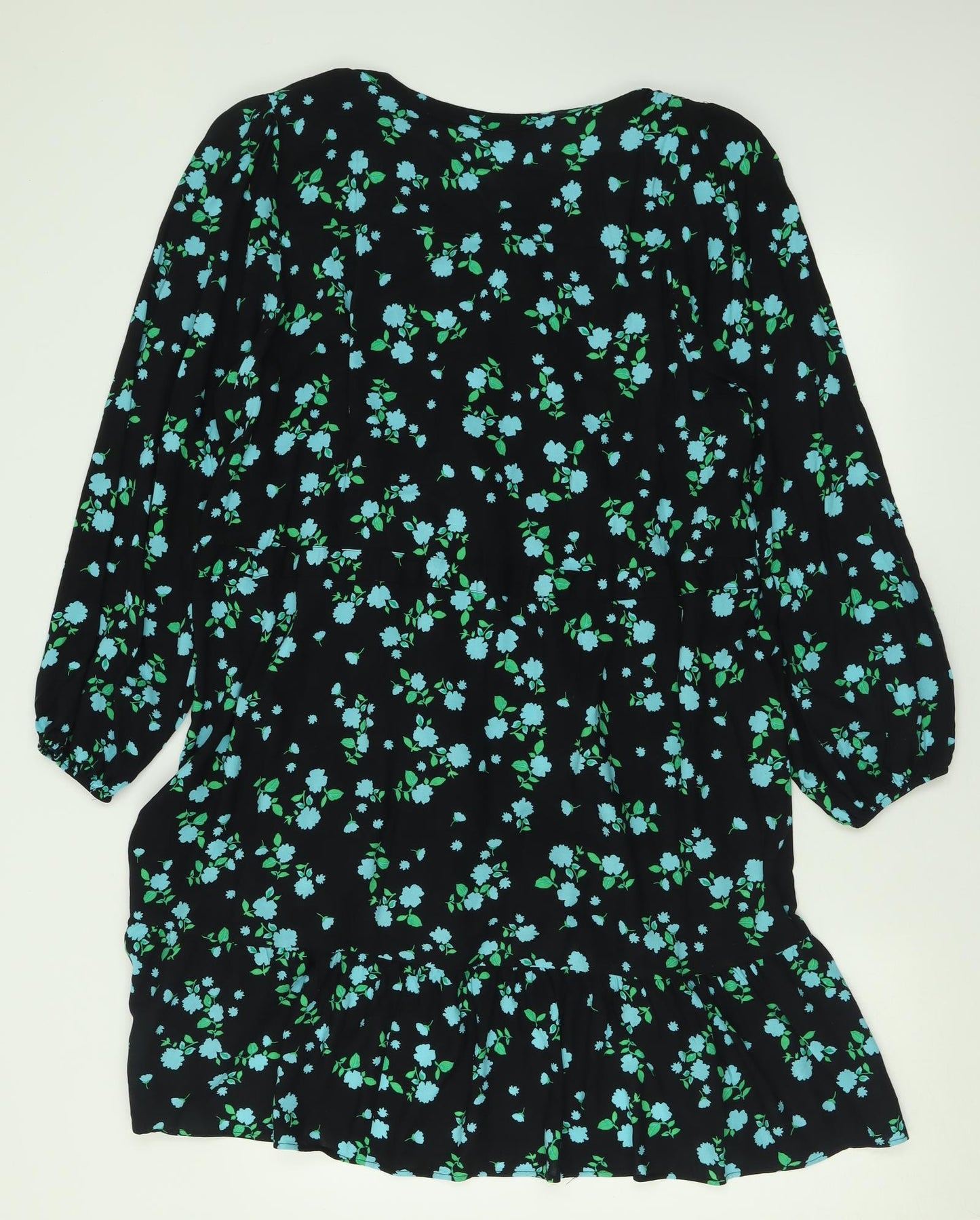 NEXT Womens Black Floral Viscose A-Line  Size 18  V-Neck Pullover