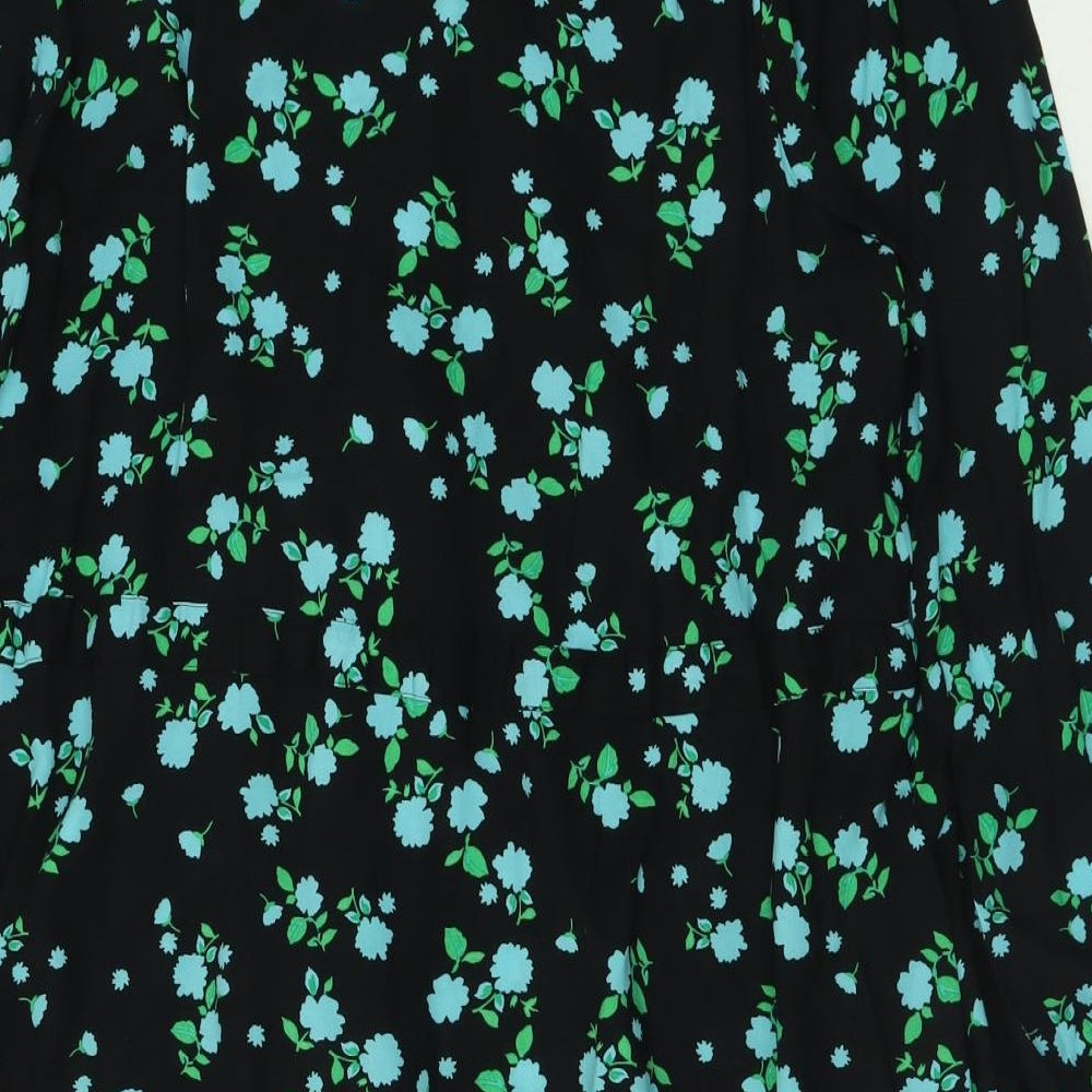 NEXT Womens Black Floral Viscose A-Line  Size 18  V-Neck Pullover