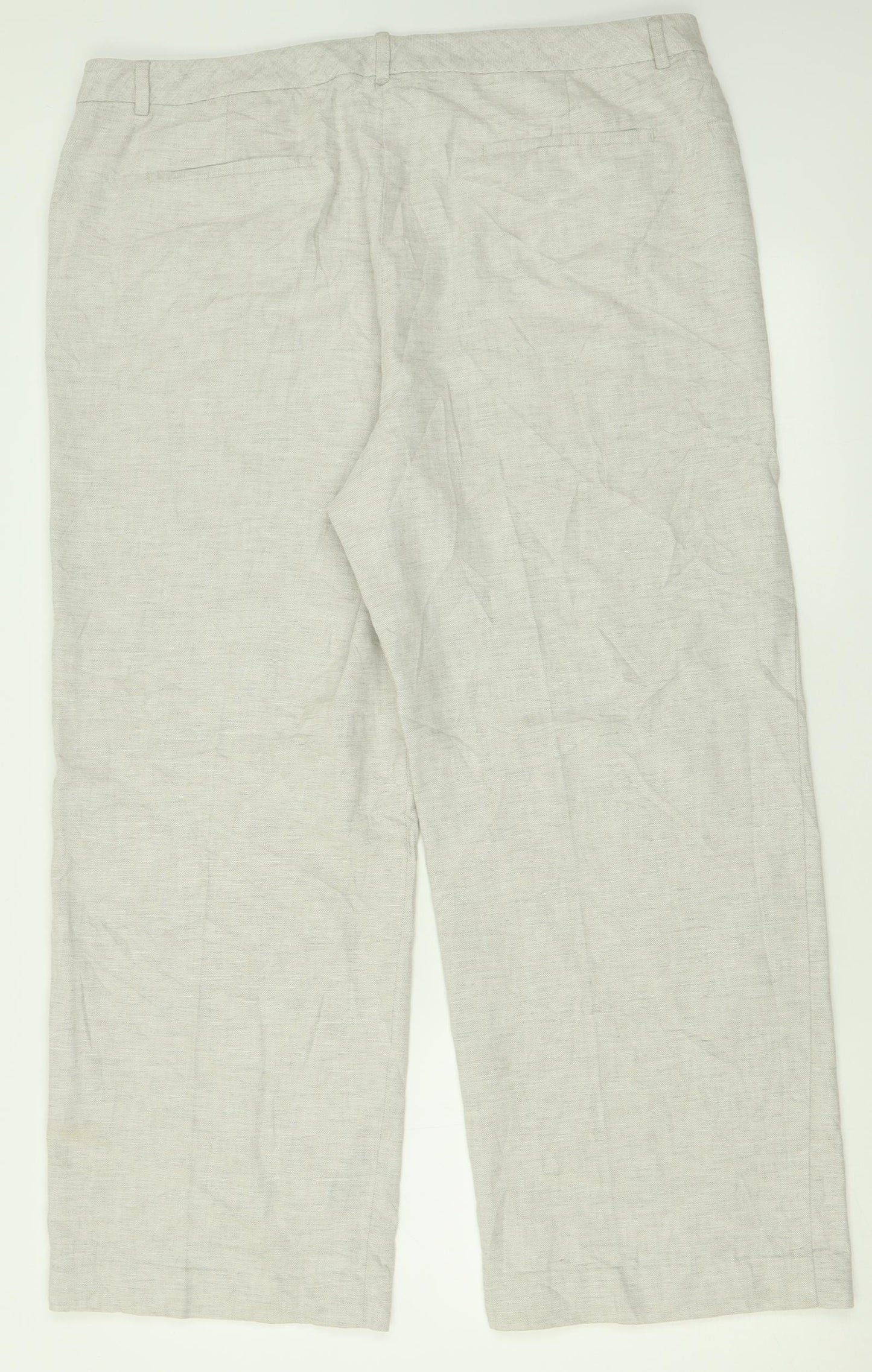 Marks and Spencer Womens Beige  Cotton Trousers  Size 18 L28 in Regular Hook & Eye