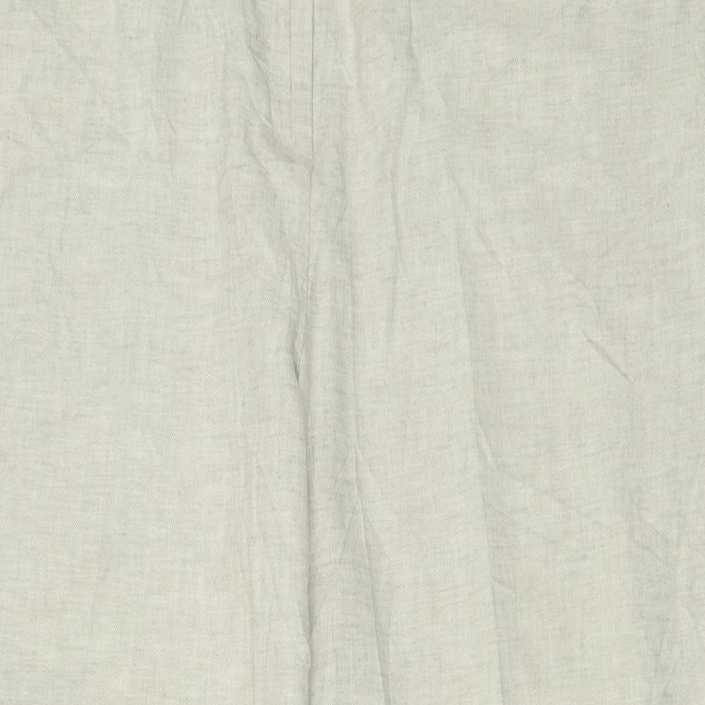 Marks and Spencer Womens Beige  Cotton Trousers  Size 18 L28 in Regular Hook & Eye