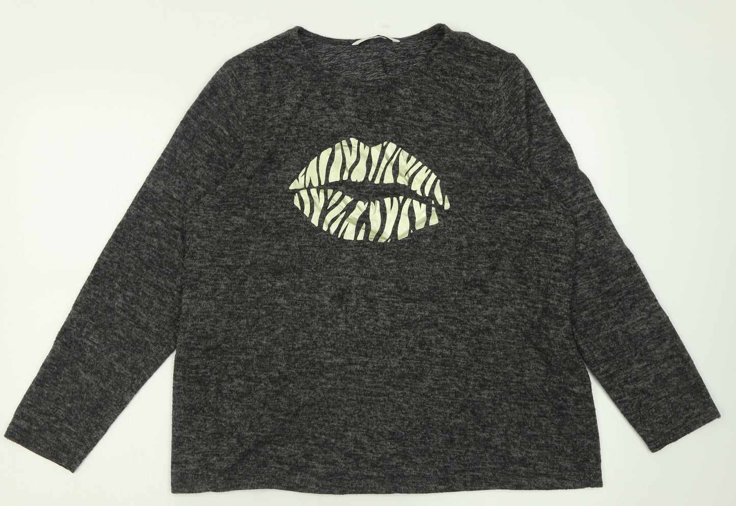 TU Womens Grey Crew Neck  Polyester Pullover Jumper Size 16