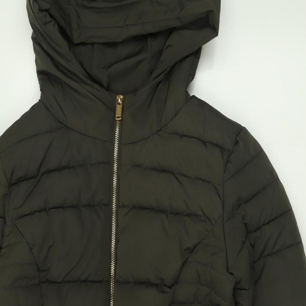Primark Womens Green   Quilted Coat Size S  Zip
