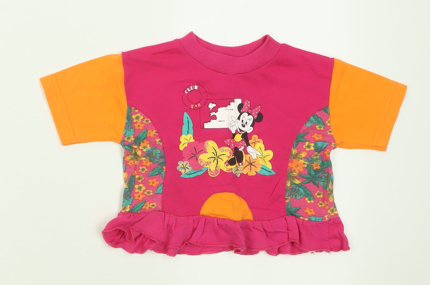 Adams Girls Pink  Polyester Basic T-Shirt Size 2 Years Crew Neck Pullover - Minnie Mouse