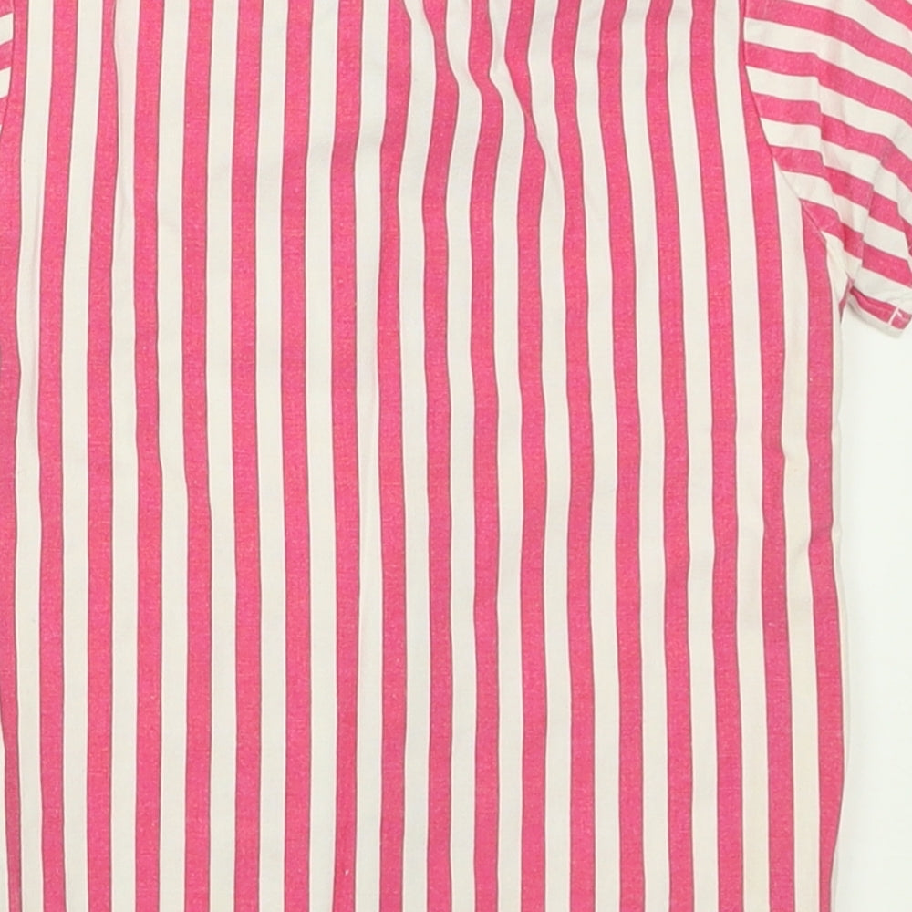 Primark Girls Pink Striped Cotton Basic Button-Up Size 18-24 Months Collared Button