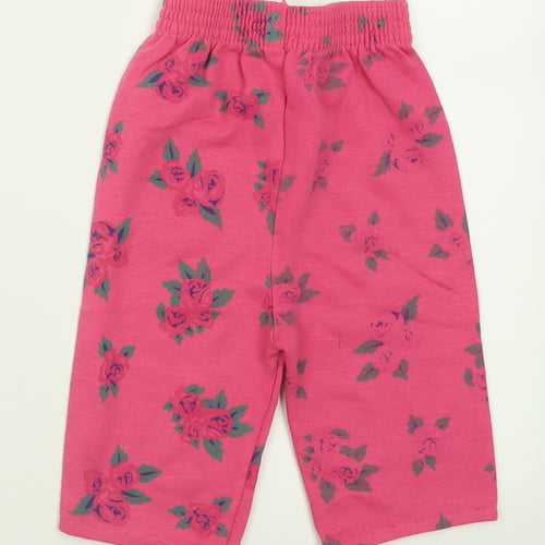 Adams Girls Pink Floral Acrylic Jogger Trousers Size 3-4 Years  Regular Pullover