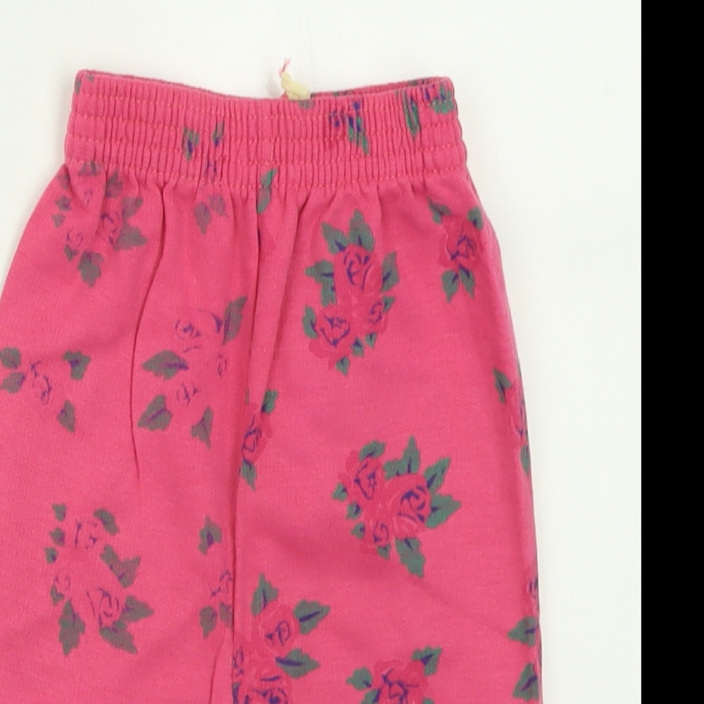 Adams Girls Pink Floral Acrylic Jogger Trousers Size 3-4 Years  Regular Pullover