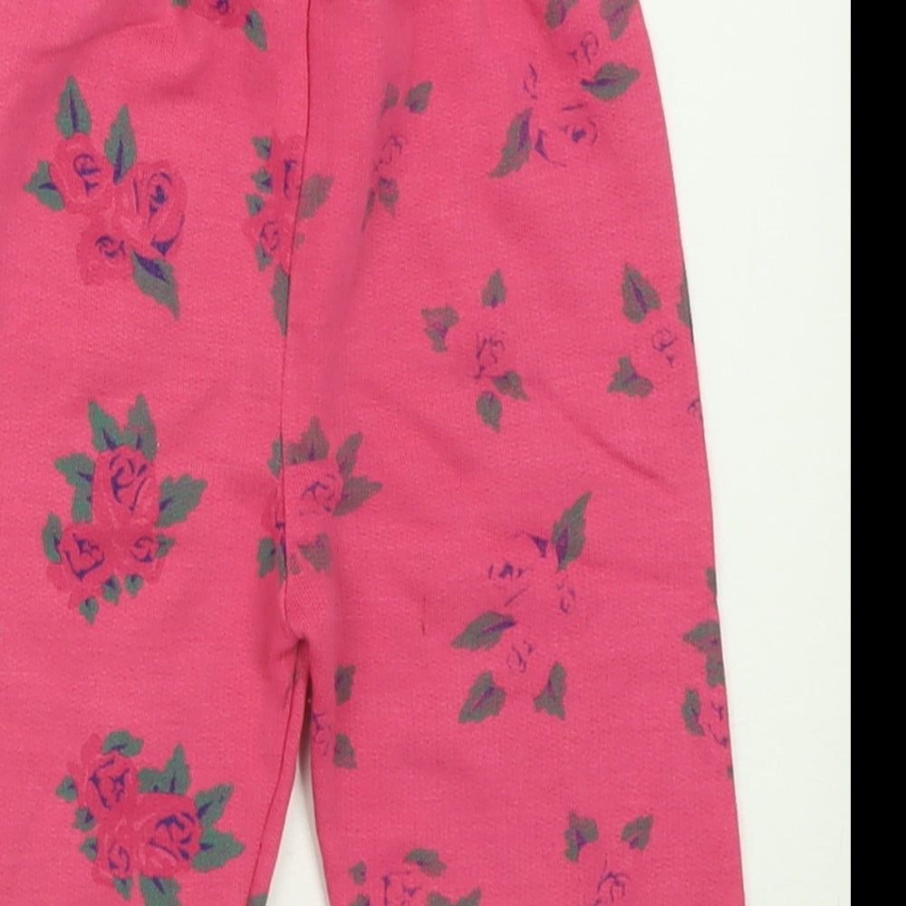 Adams Girls Pink Floral Acrylic Jogger Trousers Size 3-4 Years  Regular Pullover