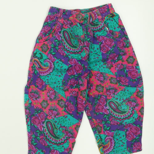 ST BENARD Girls Multicoloured Geometric Cotton Capri Trousers Size 18-24 Months  Pullover