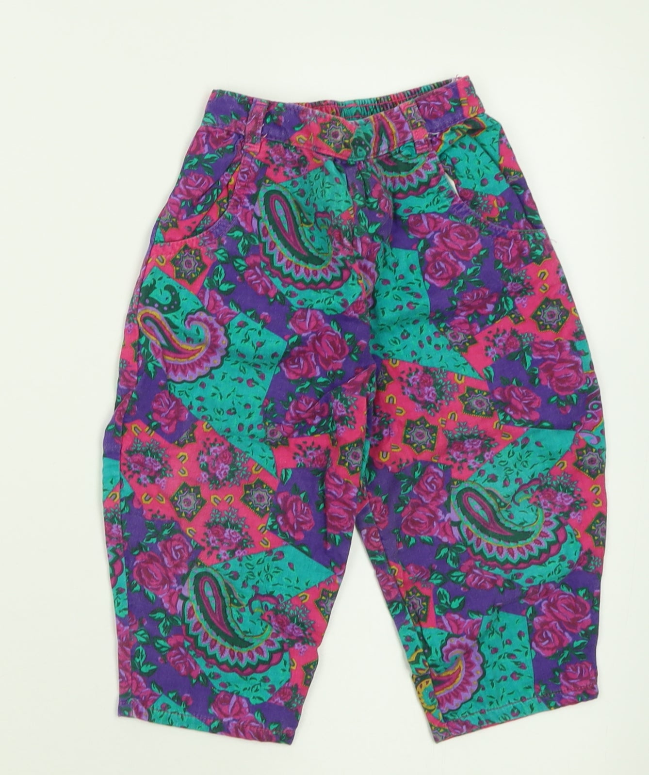 ST BENARD Girls Multicoloured Geometric Cotton Capri Trousers Size 18-24 Months  Pullover