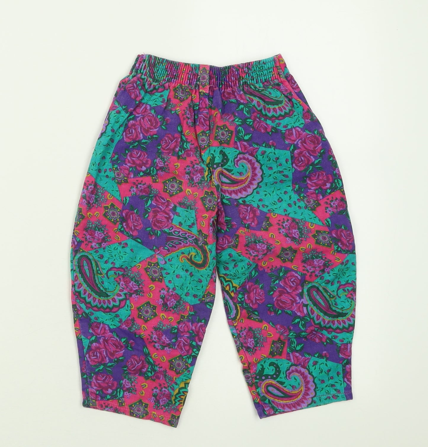 ST BENARD Girls Multicoloured Geometric Cotton Capri Trousers Size 18-24 Months  Pullover