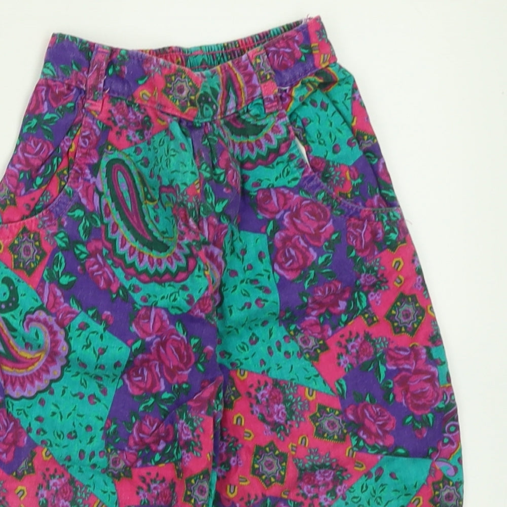 ST BENARD Girls Multicoloured Geometric Cotton Capri Trousers Size 18-24 Months  Pullover