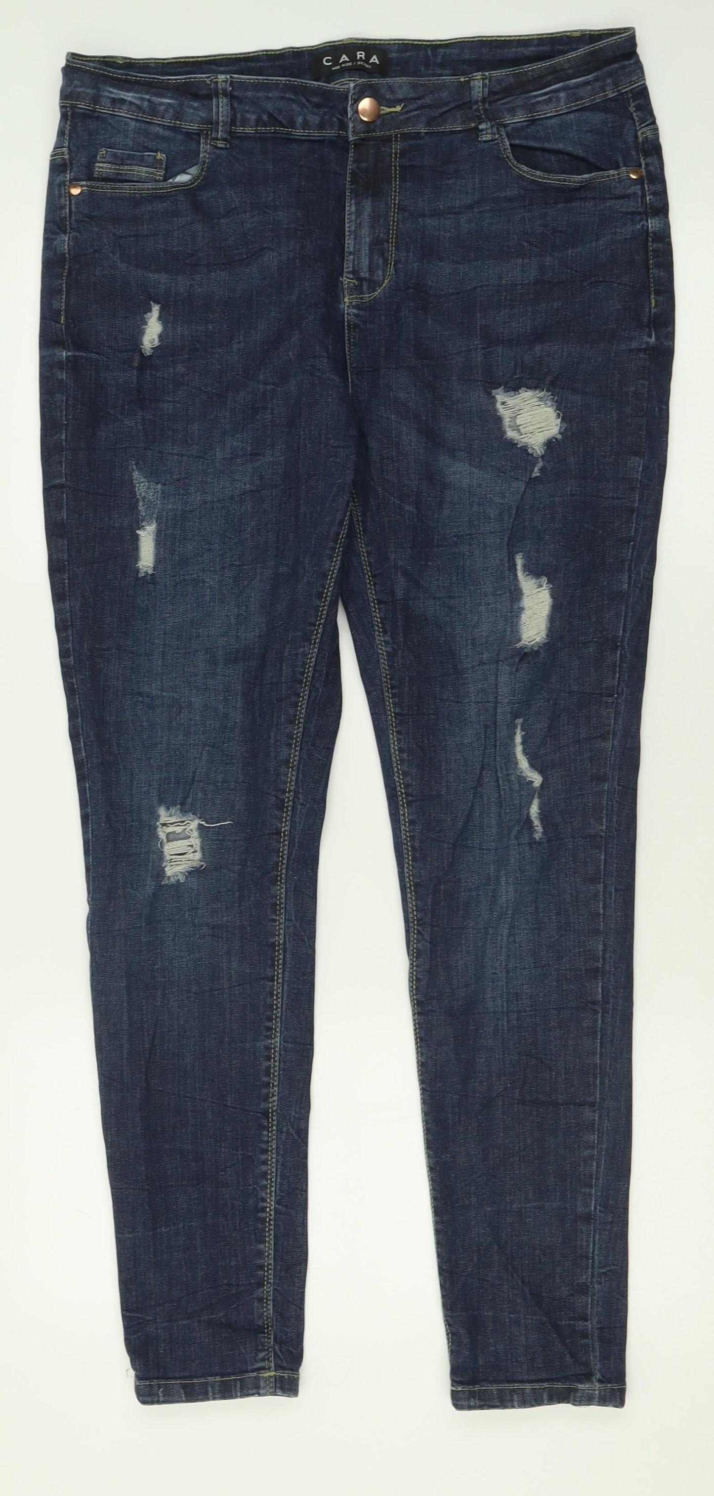 Peacocks Womens Blue  Cotton Skinny Jeans Size 16 L29 in Regular Button