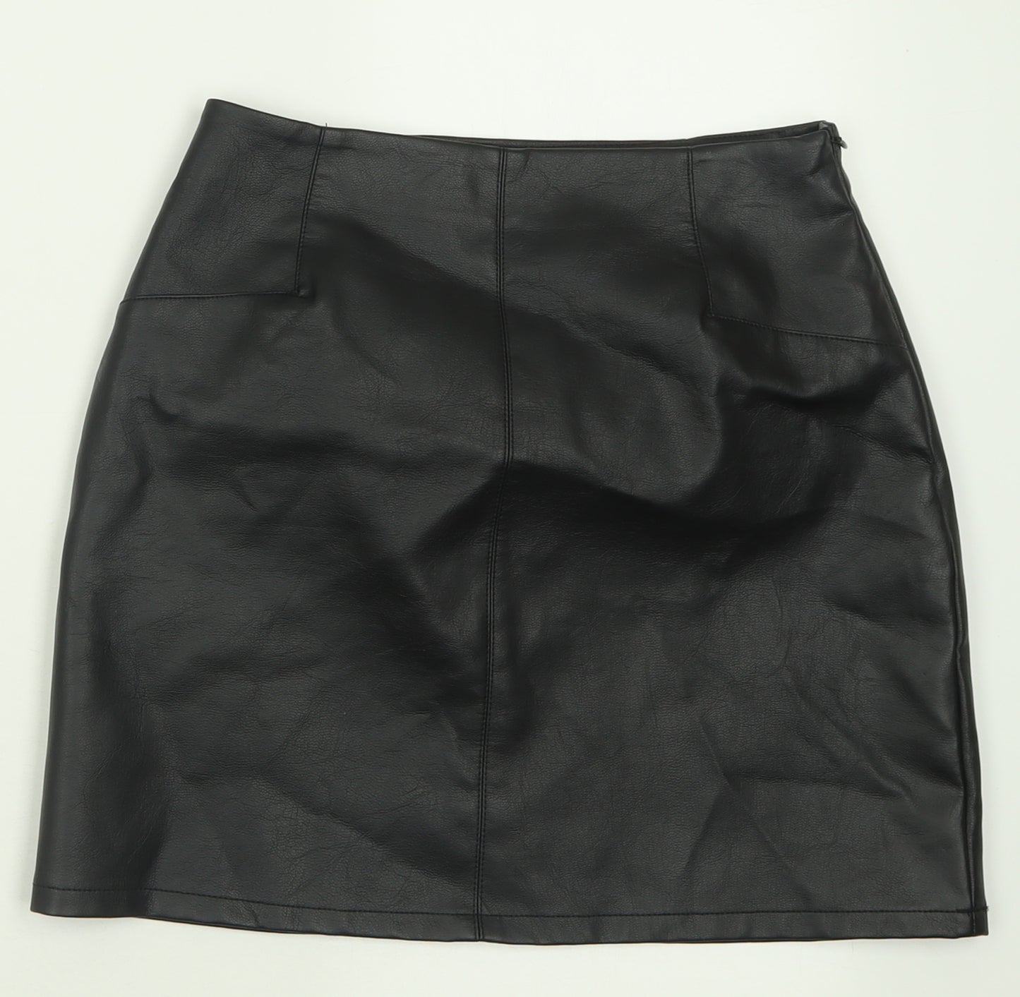 Primark Womens Black  Polyurethane A-Line Skirt Size 8   Zip