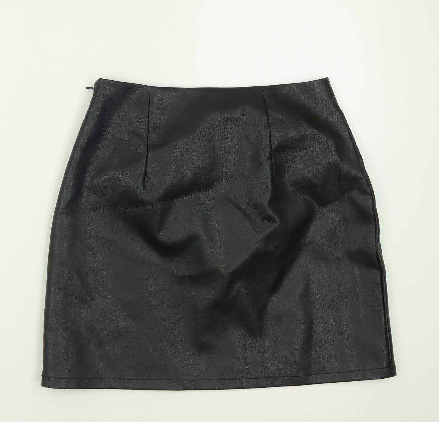 Primark Womens Black  Polyurethane A-Line Skirt Size 8   Zip