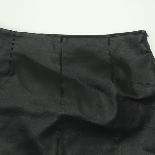 Primark Womens Black  Polyurethane A-Line Skirt Size 8   Zip