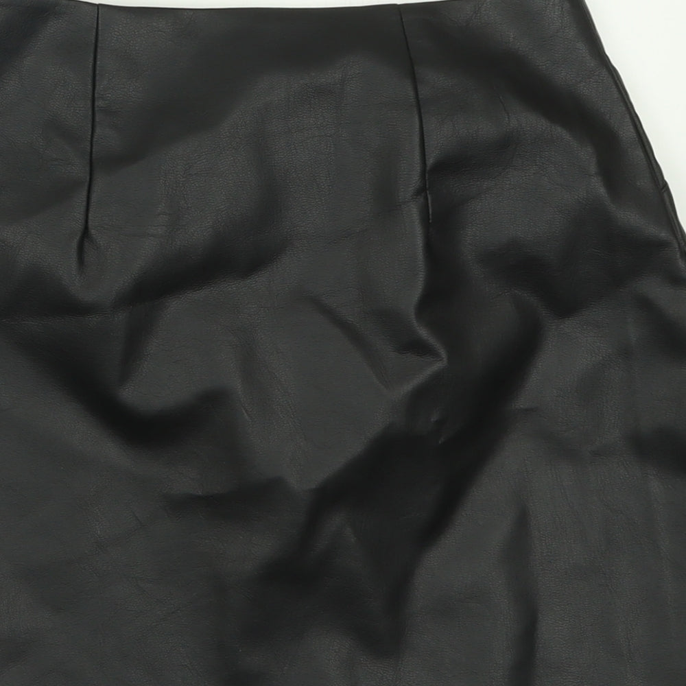 Primark Womens Black  Polyurethane A-Line Skirt Size 8   Zip